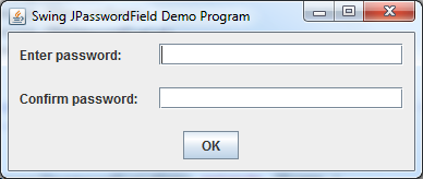 Swing JPasswordField demo program