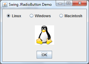 Swing JRadioButton demo program