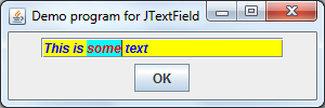 JTextField demo program