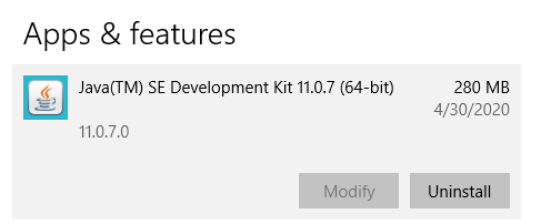 uninstall jdk