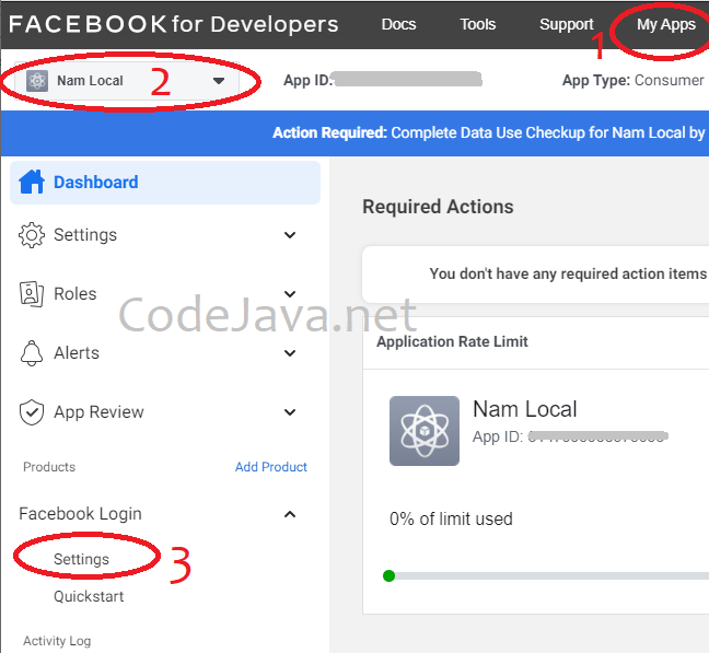 Access Facebook Login Settings