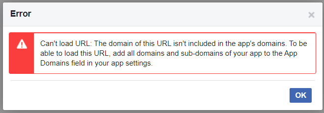 FaceBook App Error: Can't Load URL: The domain of this URL isn't