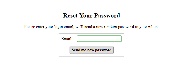 reset password form