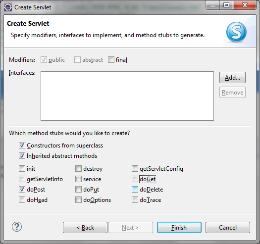 create servlet doPost method