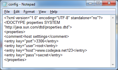 config XML file