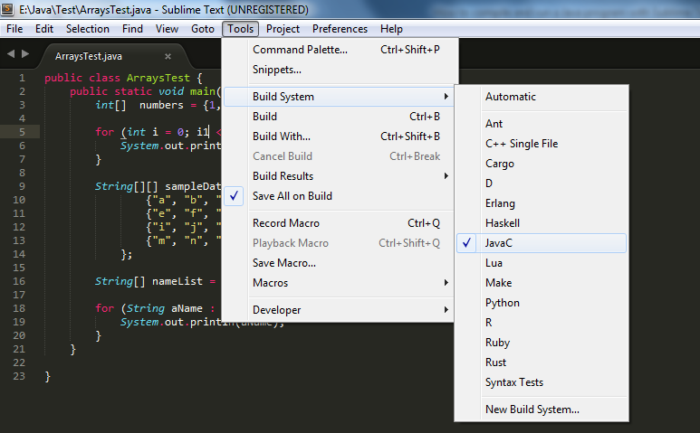 Sublime Set Default Build