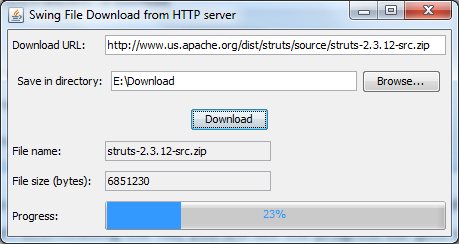 Swing Download File HTTP application