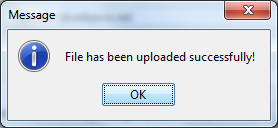 Upload successful message