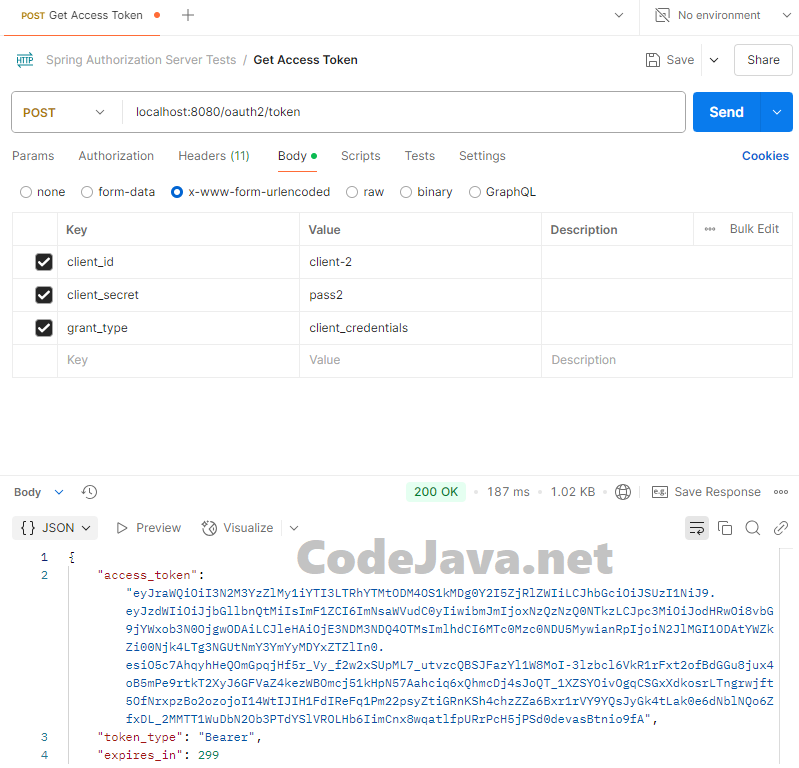 postman test get access token