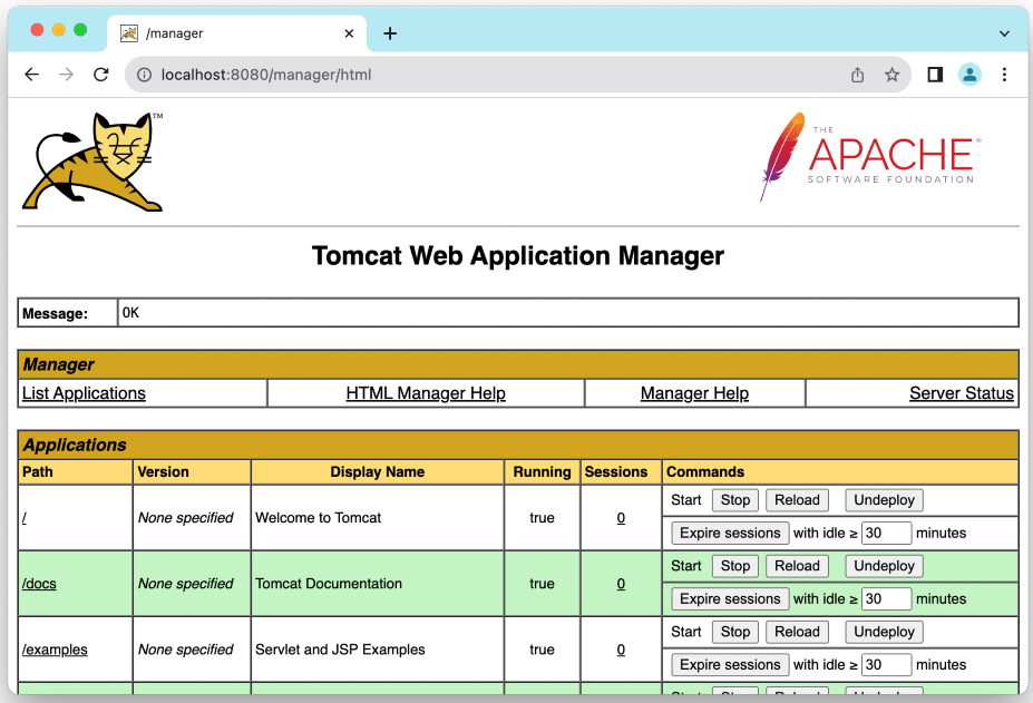 tomcat web application manager