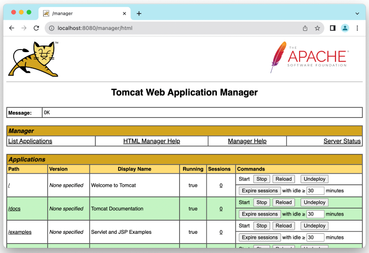 tomcat web application manager