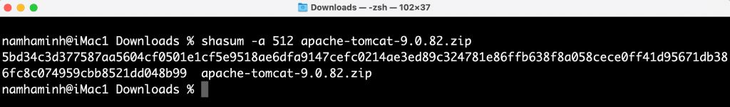 checksum zip file of Tomcat 9