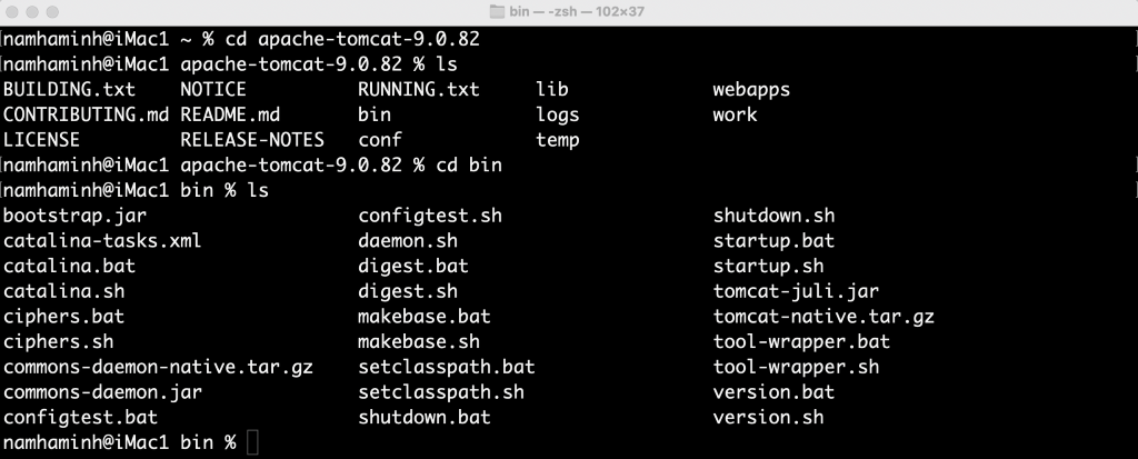 listing files of Tomcat 9