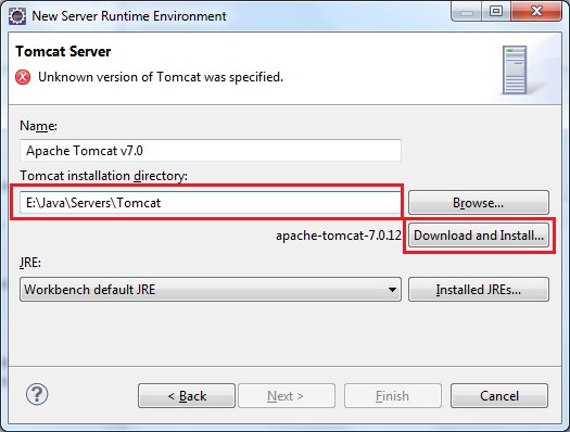 Click Download and Install Tomcat