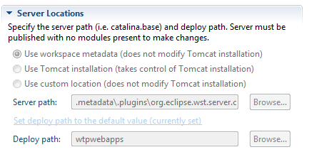 Tomcat Server Locations in Eclipse