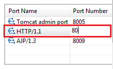 change HTTP port number for Tomcat