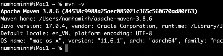 run mvn v command