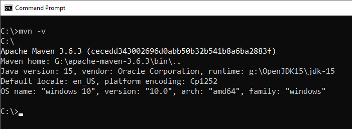 run mvn v command